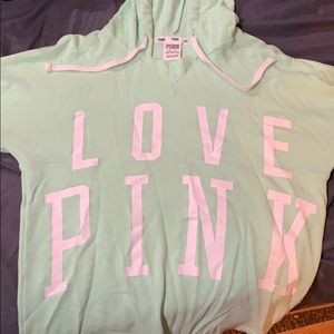 Mint green love pink hoodie